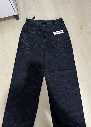 Siyah Batik Desenli Bol Kesim Erkek Denim Pantolon - Görsel 17