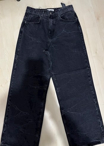 Siyah Batik Desenli Bol Kesim Erkek Denim Pantolon - Görsel 13