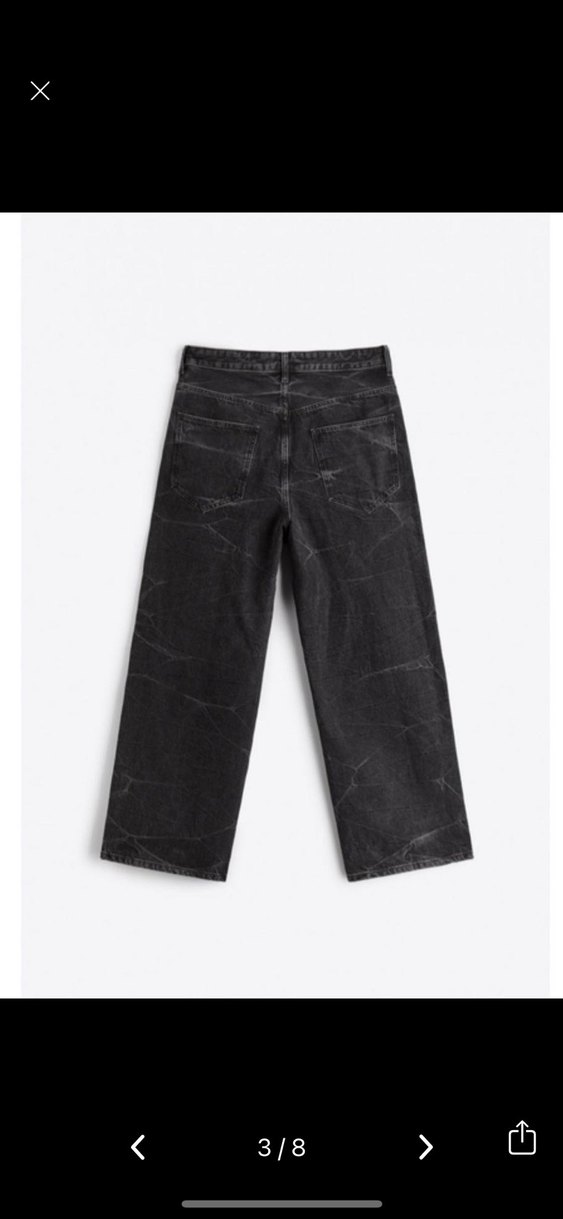 Siyah Batik Desenli Bol Kesim Erkek Denim Pantolon - Görsel 3