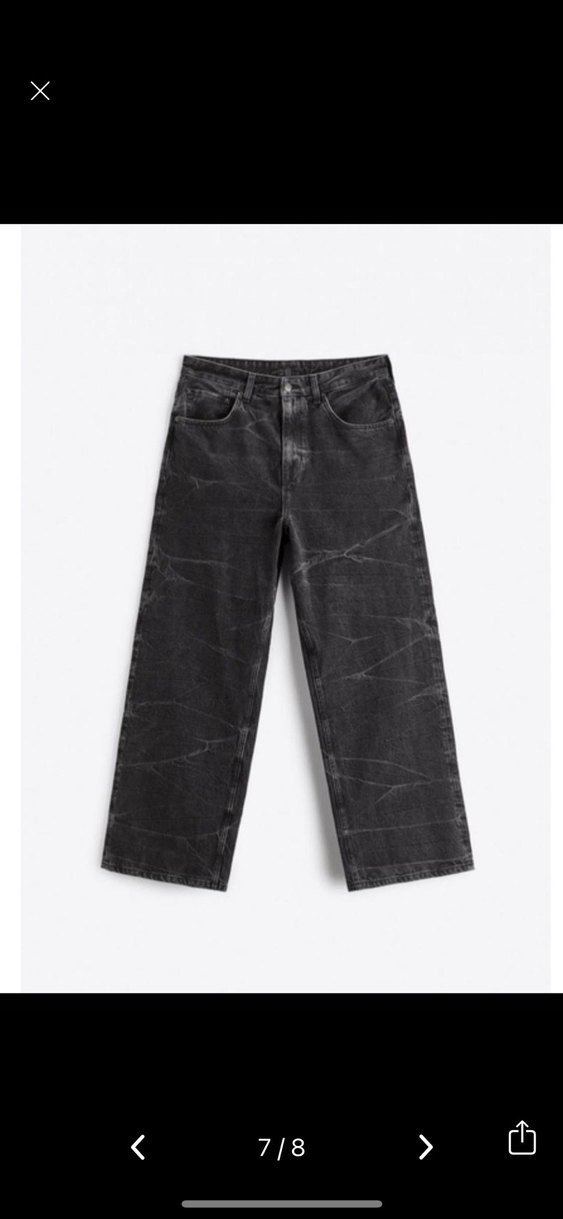 Siyah Batik Desenli Bol Kesim Erkek Denim Pantolon - Görsel 4