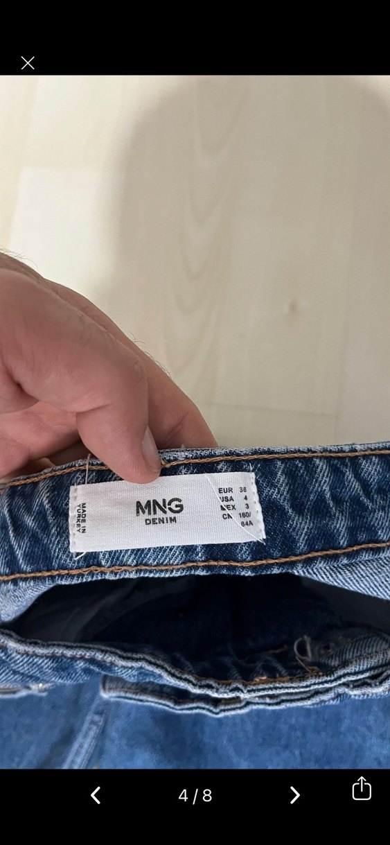 Düğmeli Mavi Kadın Denim Pantolon - Görsel 4