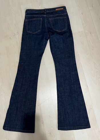 Lacivert Kadın Denim İspanyol Paça Jean - Görsel 7