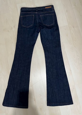 Lacivert Kadın Denim İspanyol Paça Jean - Görsel 6