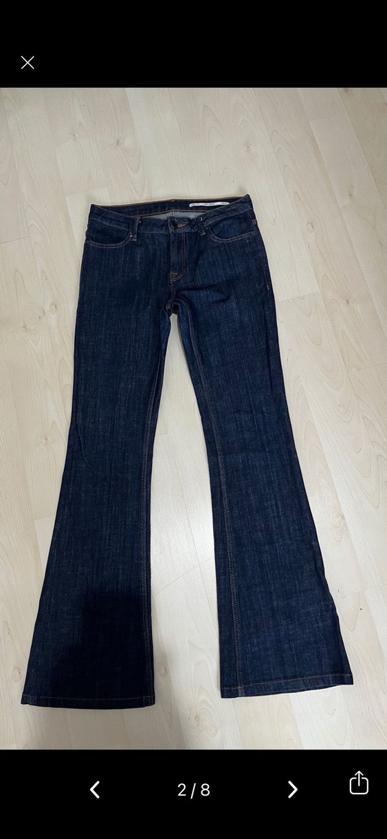 Lacivert Kadın Denim İspanyol Paça Jean - Görsel 2