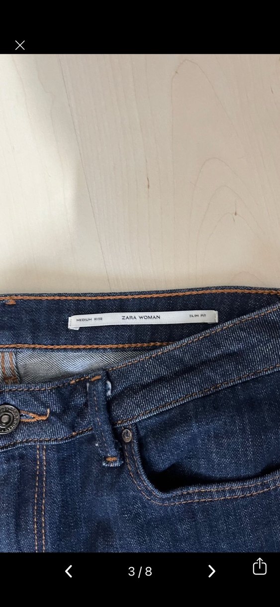 Lacivert Kadın Denim İspanyol Paça Jean - Görsel 3