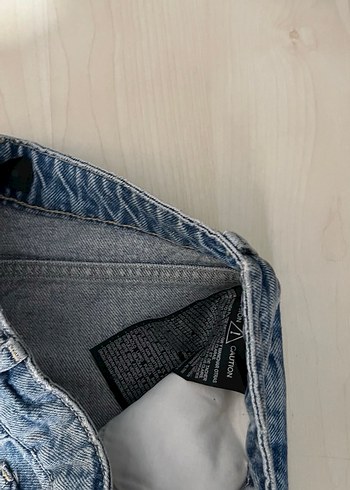 Kadın Beyaz Batik Desenli Geniş Kesim Kot Pantolon - Görsel 14