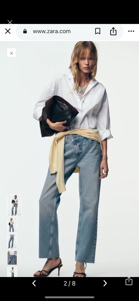 Kadın Beyaz Batik Desenli Geniş Kesim Kot Pantolon - Görsel 2