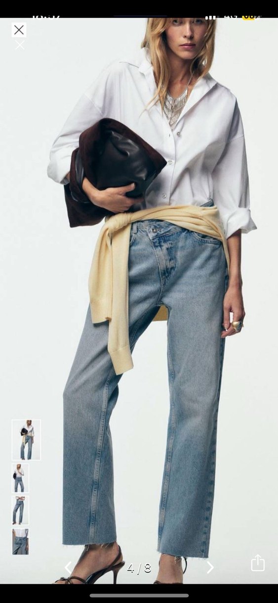 Kadın Beyaz Batik Desenli Geniş Kesim Kot Pantolon - Görsel 3