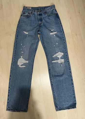 Kadın Mavi Bol Kesim Denim Pantolon - Görsel 3