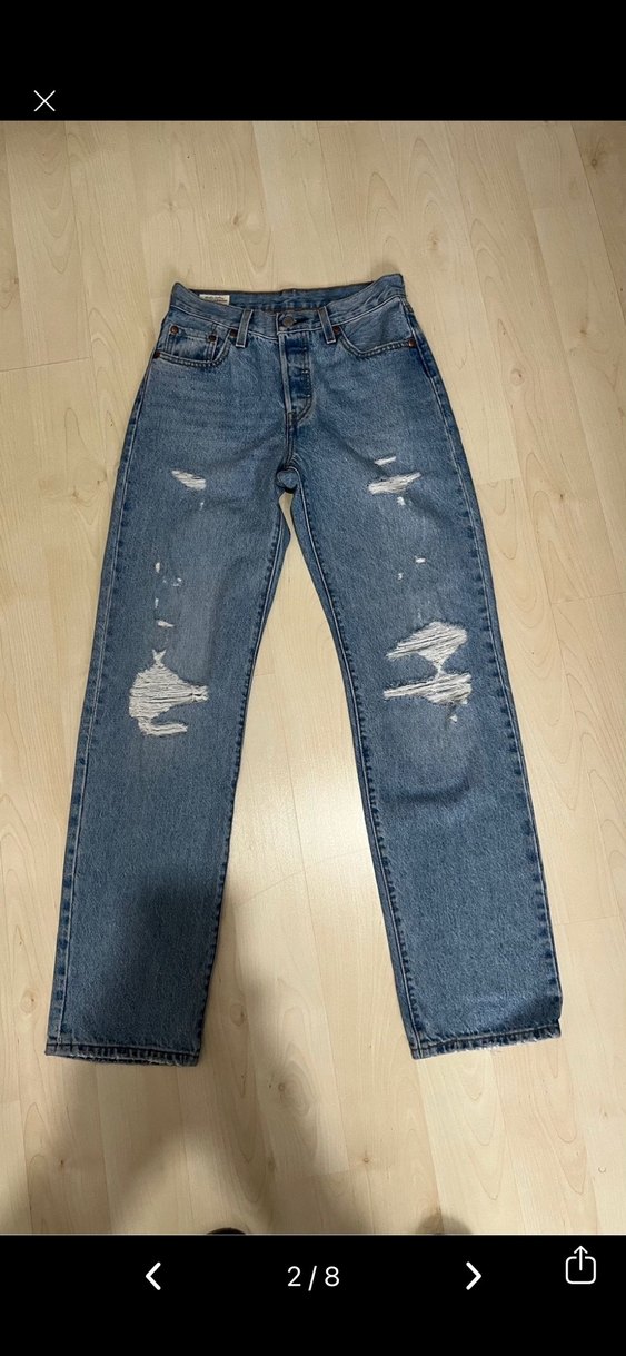 Kadın Mavi Bol Kesim Denim Pantolon - Görsel 3