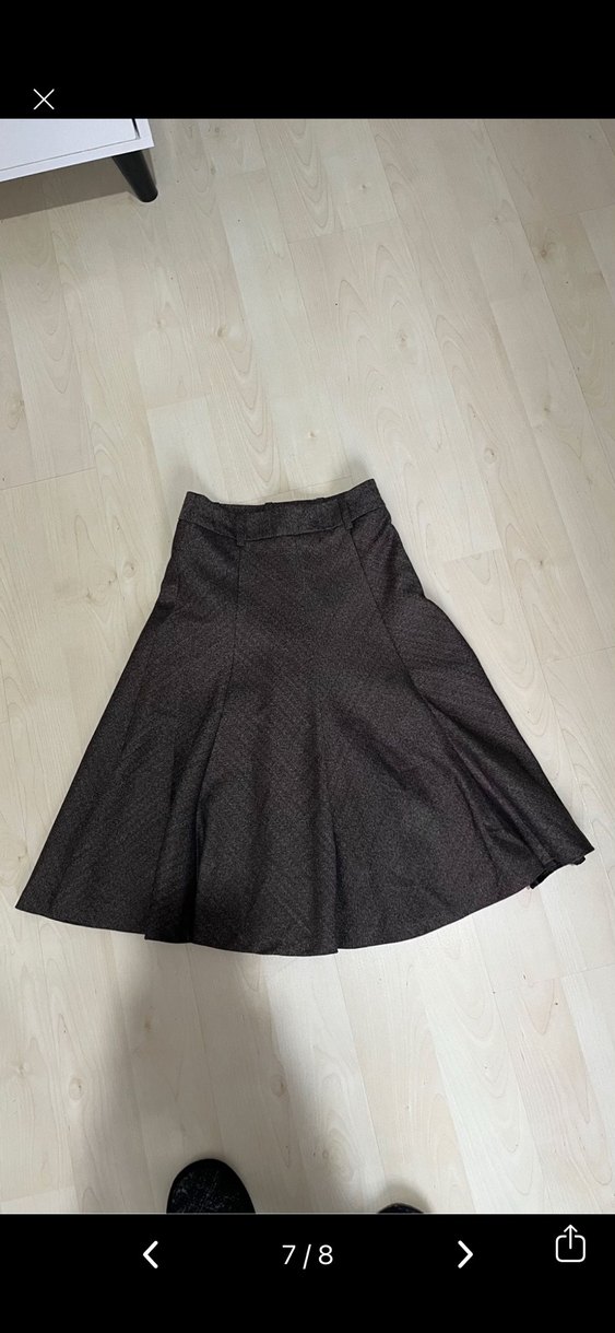 Kadın  Gri Pileli Gotik Etek - Görsel 4