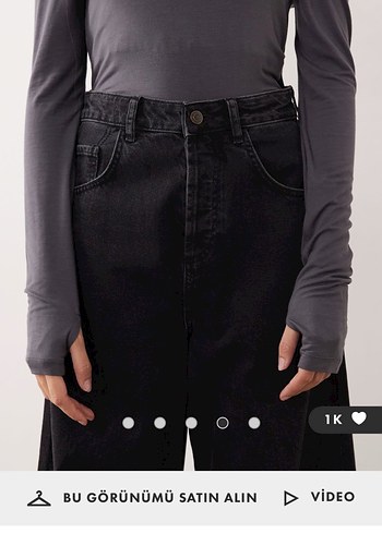 Kadın Gri Geniş Kesim Denim Pantolon - Görsel 6