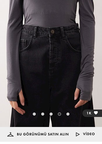 Kadın Gri Geniş Kesim Denim Pantolon - Görsel 13