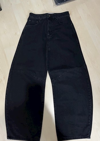 Kadın Gri Geniş Kesim Denim Pantolon - Görsel 14