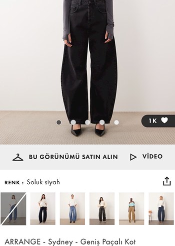 Kadın Gri Geniş Kesim Denim Pantolon - Görsel 11