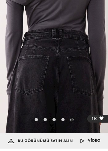 Kadın Gri Geniş Kesim Denim Pantolon - Görsel 7