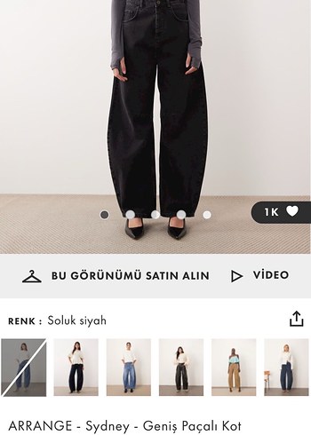 Kadın Gri Geniş Kesim Denim Pantolon - Görsel 3