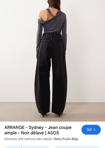 Kadın Gri Geniş Kesim Denim Pantolon - Görsel 12