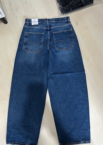 Kemerli Koyu Mavi Kadın Denim Pantolon - Görsel 6