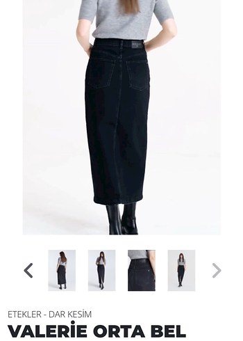 Gri Midi Denim Etek - Görsel 8