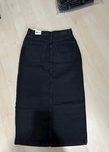 Gri Midi Denim Etek - Görsel 16