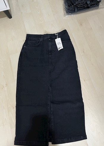 Gri Midi Denim Etek - Görsel 14