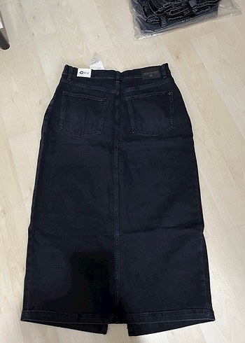 Gri Midi Denim Etek - Görsel 12