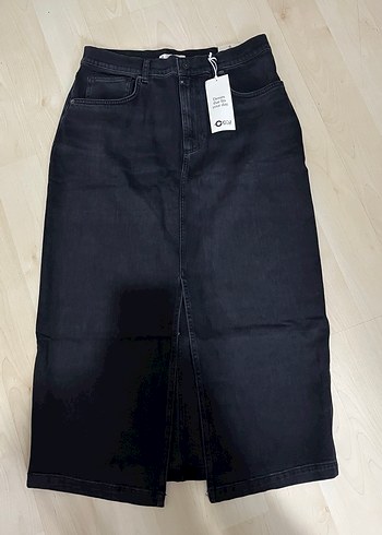 Gri Midi Denim Etek - Görsel 18