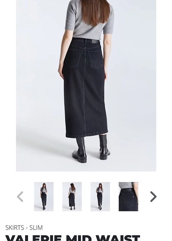 Gri Midi Denim Etek - Görsel 7