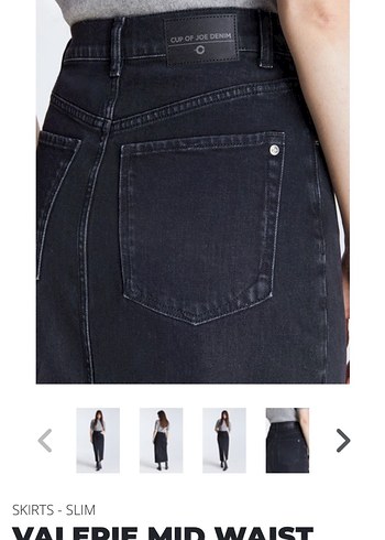 Gri Midi Denim Etek - Görsel 5