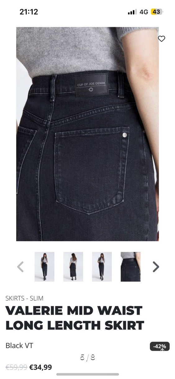 Gri Midi Denim Etek - Görsel 5