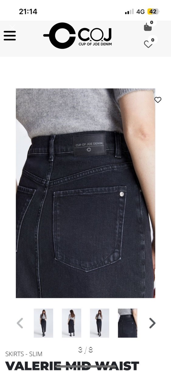 Gri Midi Denim Etek - Görsel 3