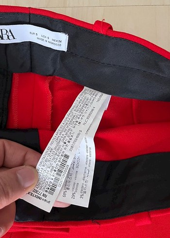 Kırmızı Kadın Kumaş Pantolon Midi Boy - Görsel 5