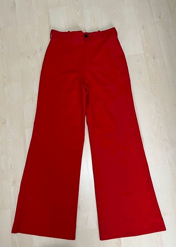 Kırmızı Kadın Kumaş Pantolon Midi Boy - Görsel 3