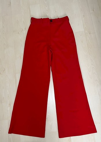Kırmızı Kadın Kumaş Pantolon Midi Boy - Görsel 2