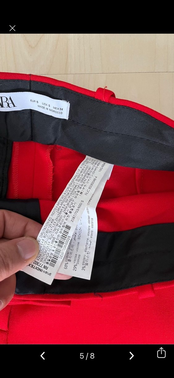 Kırmızı Kadın Kumaş Pantolon Midi Boy - Görsel 5