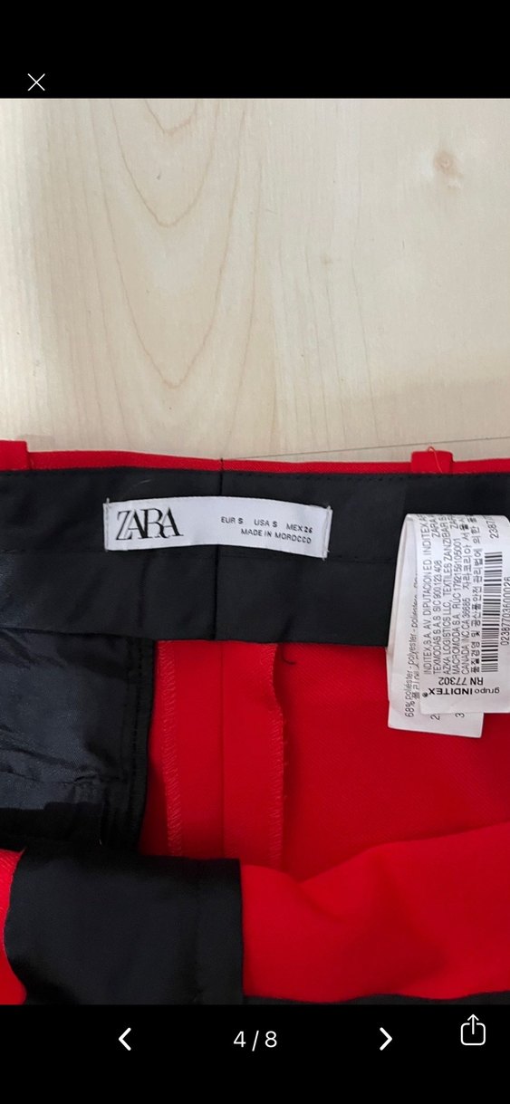 Kırmızı Kadın Kumaş Pantolon Midi Boy - Görsel 4