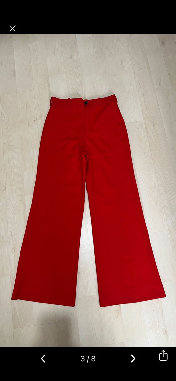 Kırmızı Kadın Kumaş Pantolon Midi Boy - Görsel 3