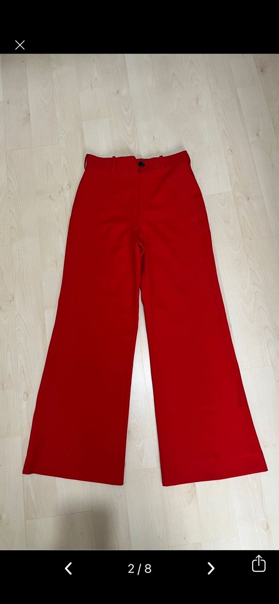 Kırmızı Kadın Kumaş Pantolon Midi Boy - Görsel 2