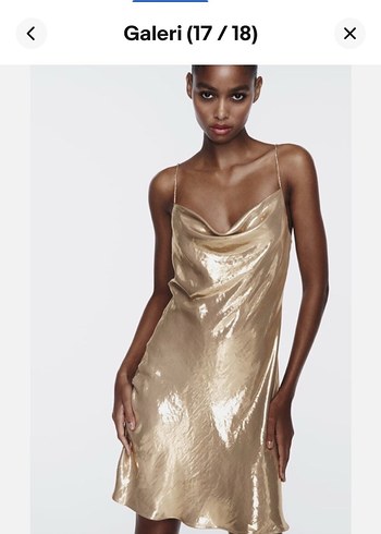 Saten Görünümlü Dökümlü Mini Elbise - Görsel 3