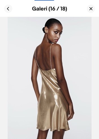 Saten Görünümlü Dökümlü Mini Elbise - Görsel 4