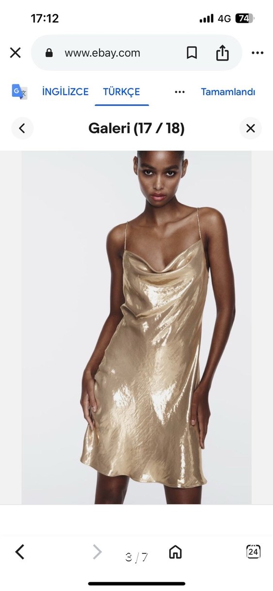 Saten Görünümlü Dökümlü Mini Elbise - Görsel 3