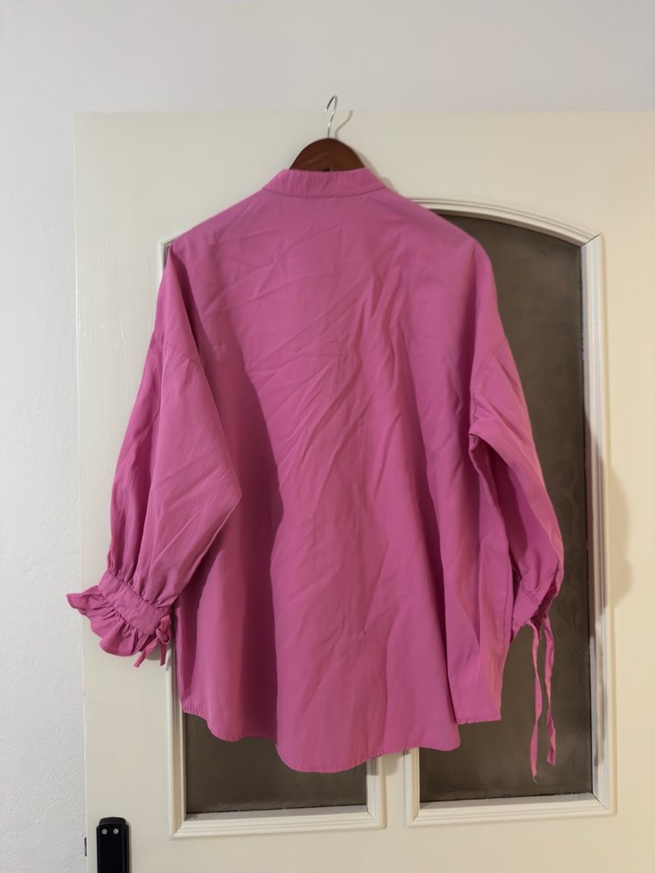 Pembe Fırfırlı Kadın Gömlek - Görsel 2