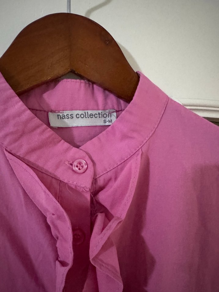 Pembe Fırfırlı Kadın Gömlek - Görsel 5