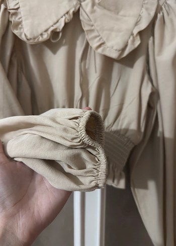 36 Beden camel Renk Bej Kadın Fırfırlı Bluz