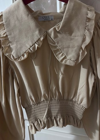 Bej Kadın Fırfırlı Bluz - Görsel 5