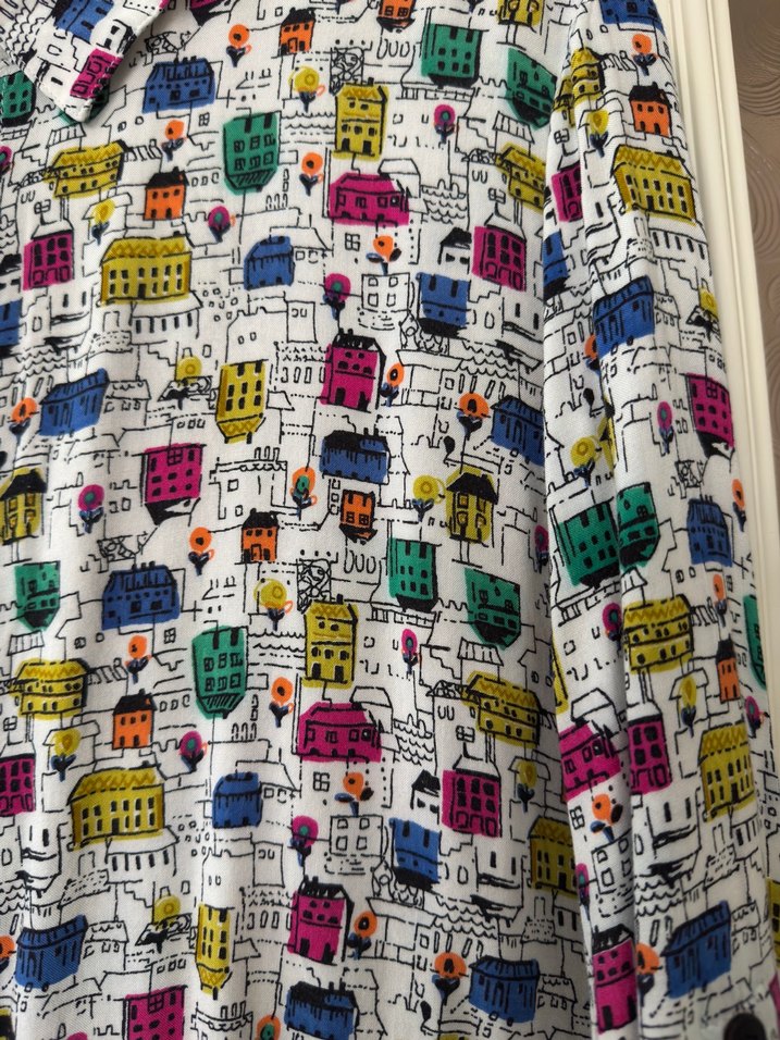 Renkli Baskılı, Düğmeli Kadın Gömlek - Görsel 3