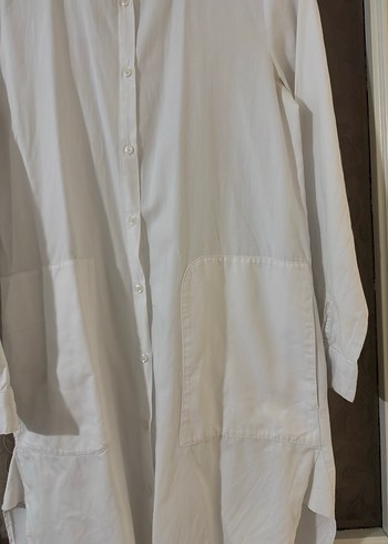 Düğmeli Beyaz Midi Gömlek - Görsel 3