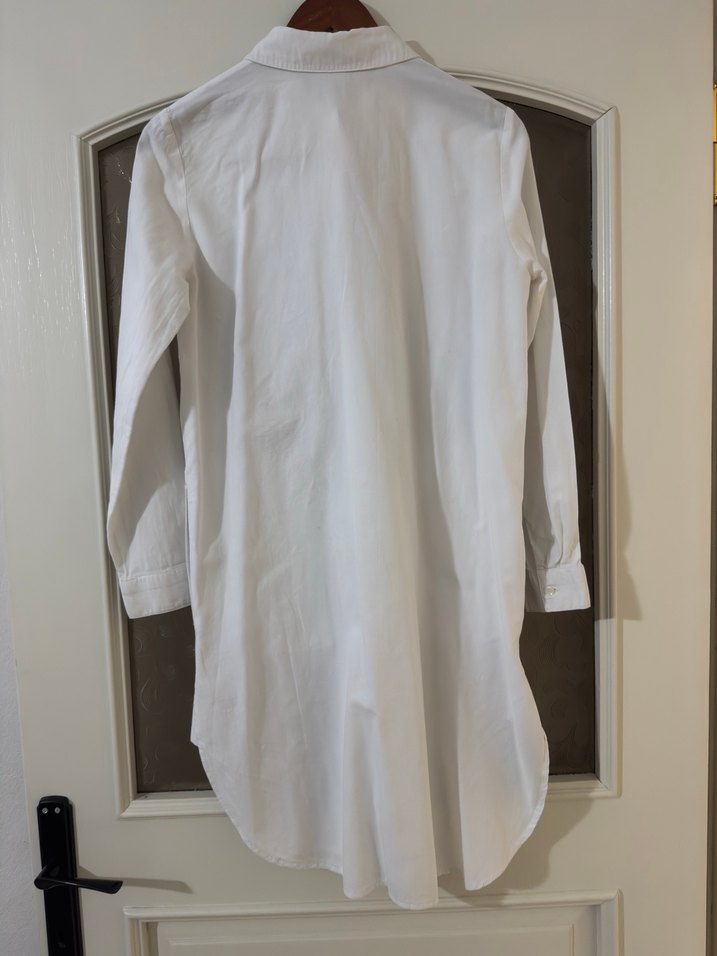 Düğmeli Beyaz Midi Gömlek - Görsel 5