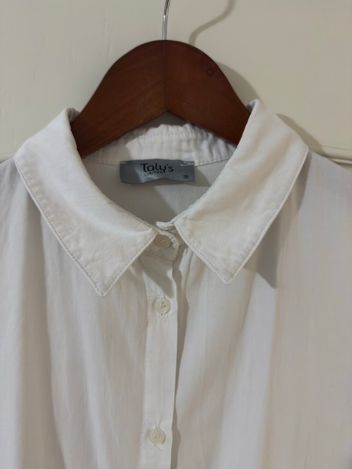 Düğmeli Beyaz Midi Gömlek - Görsel 4